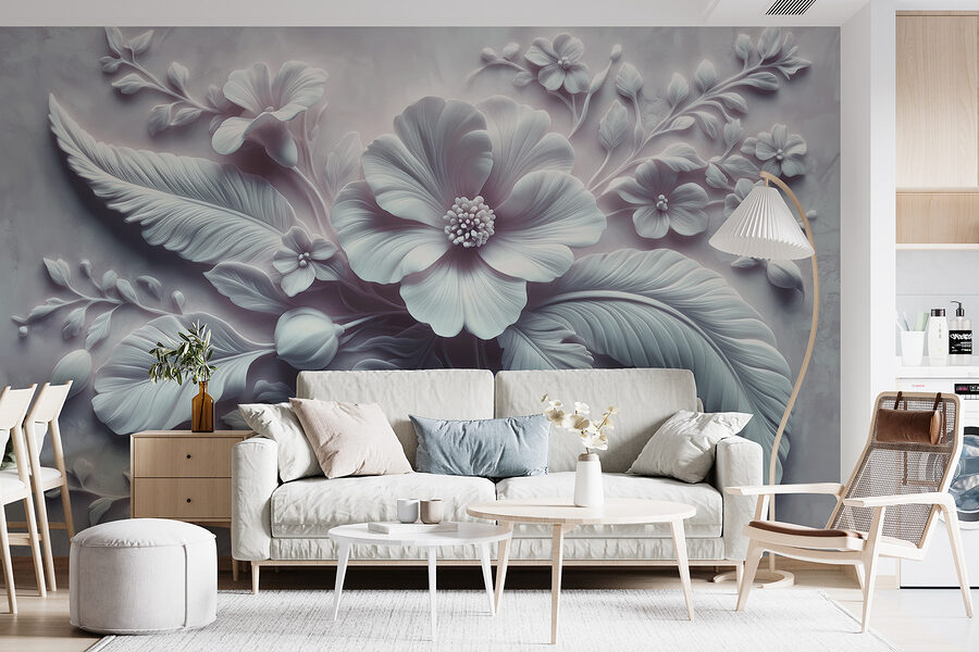 Wall murals White flower and leaves