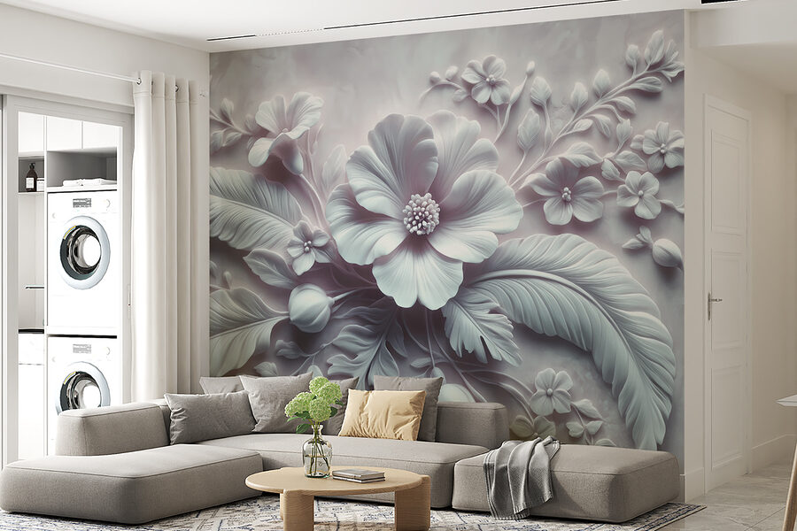 Wall murals White flower and leaves - Image 2