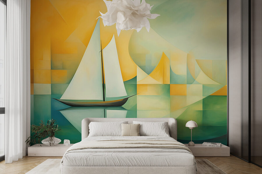 Painting of a sailboat on water