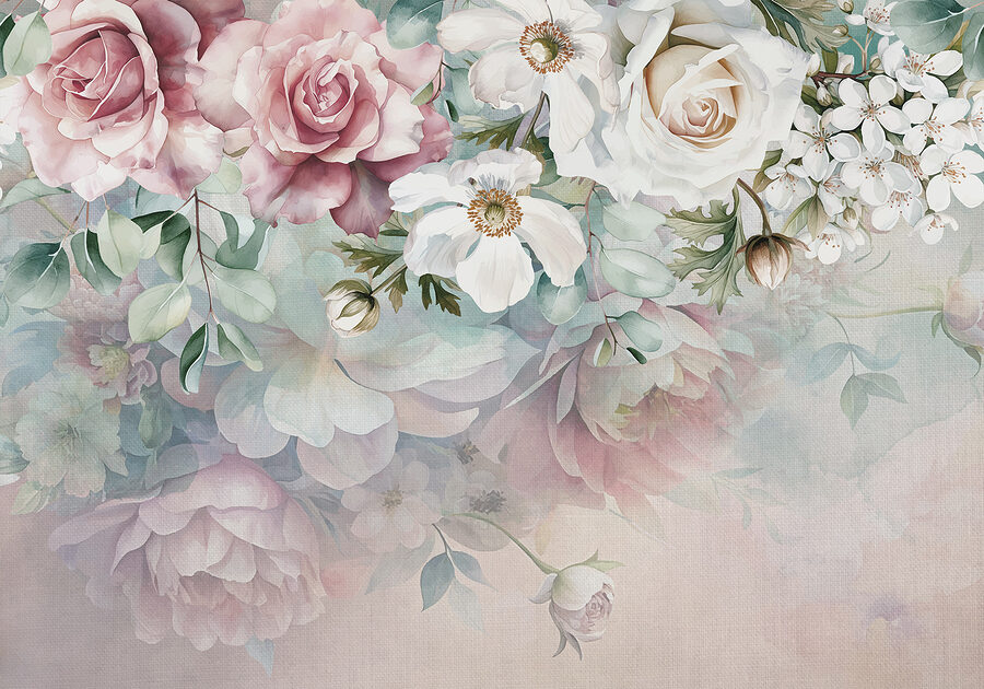 Painting of flowers on a surface