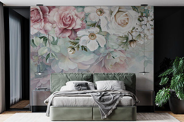 Painting of flowers on a surface Painting of flowers on a surface