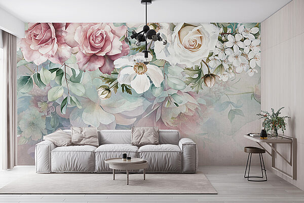 Painting of flowers on a surface Painting of flowers on a surface