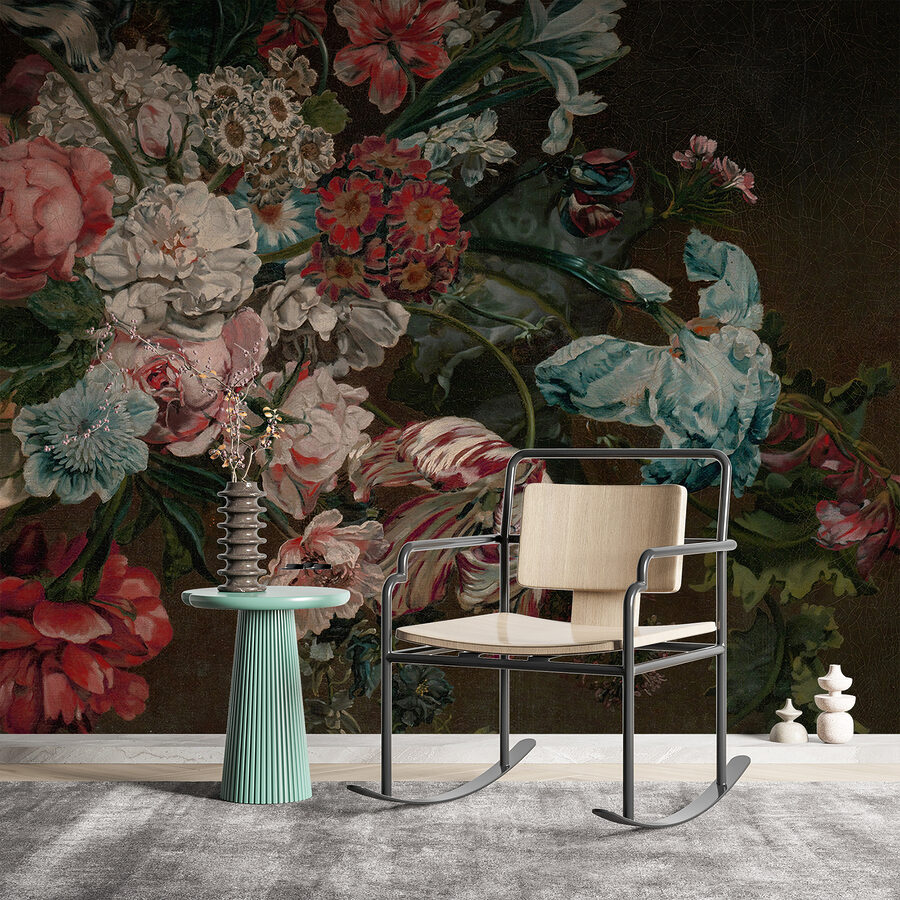 Painting of flowers on a dark background