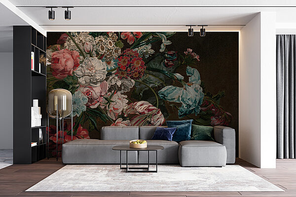 Painting of flowers on a dark background Painting of flowers on a dark background