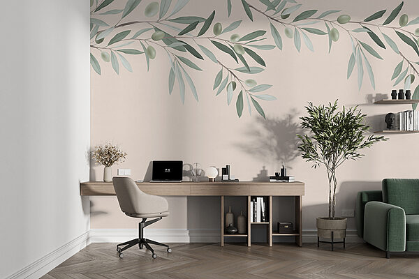 Wall mural Wall mural Branch with leaves and olives (SKU: w01368)