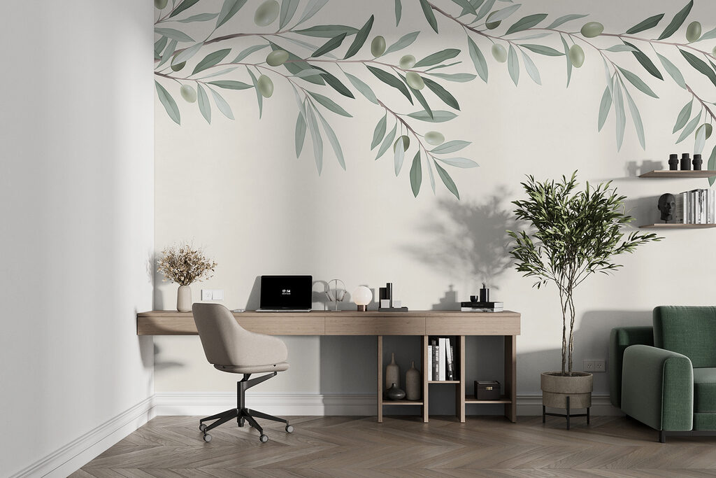 Branch with leaves and olives