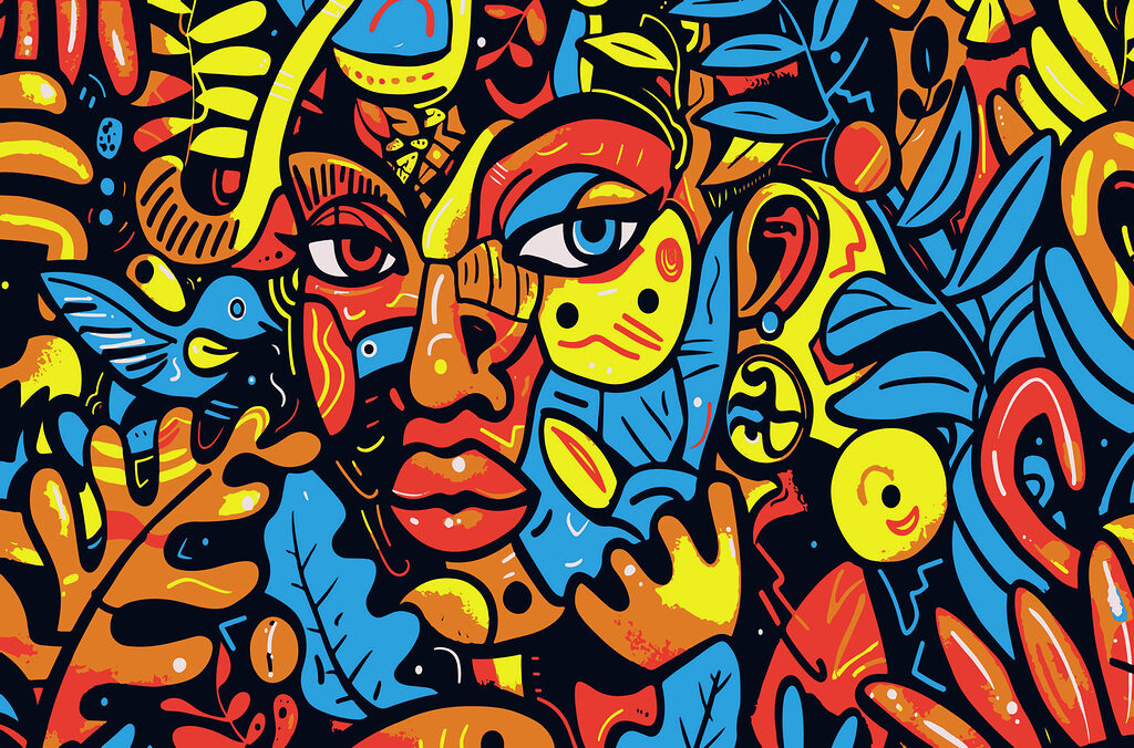 Colorful art of a face Colorful art of a face