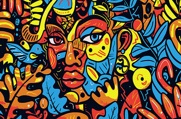 Colorful art of a face Colorful art of a face