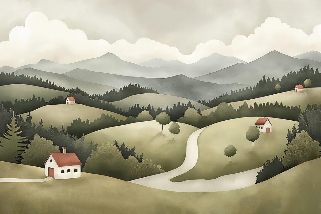 Landscape with houses and trees Landscape with houses and trees