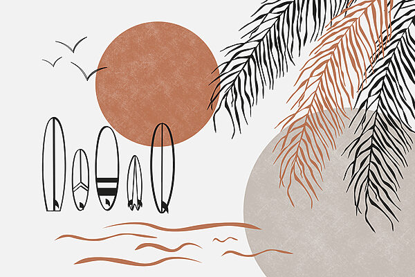 Surfboards and palm leaves Surfboards and palm leaves