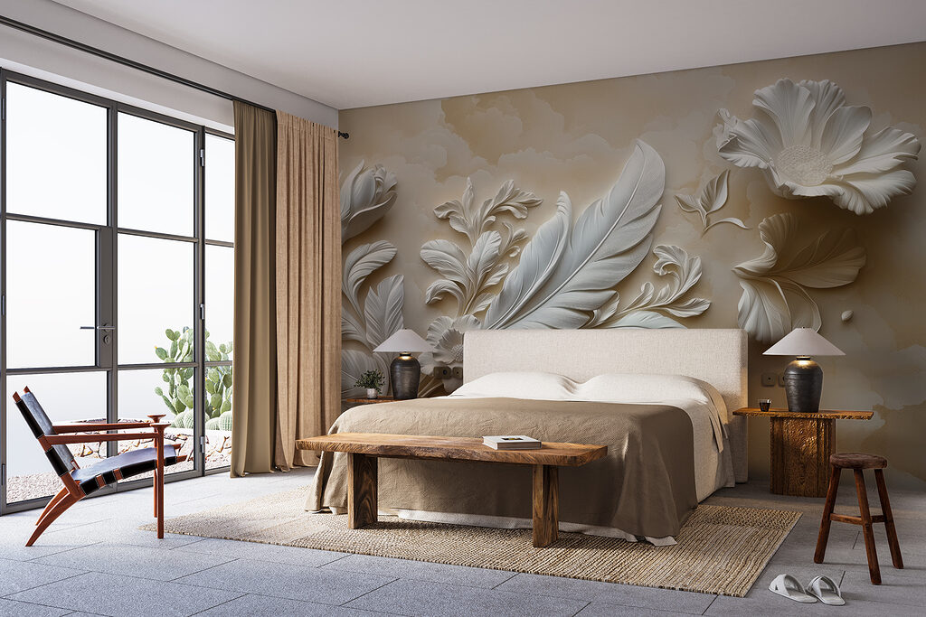White floral design on a wall w01355pib10mr 1024x683 - White floral design on a wall