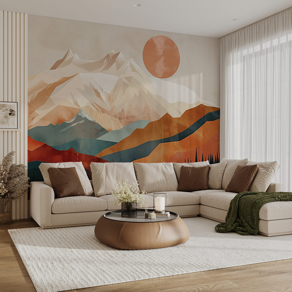 Mountain landscape with trees and a lake Mountain landscape with trees and a lake