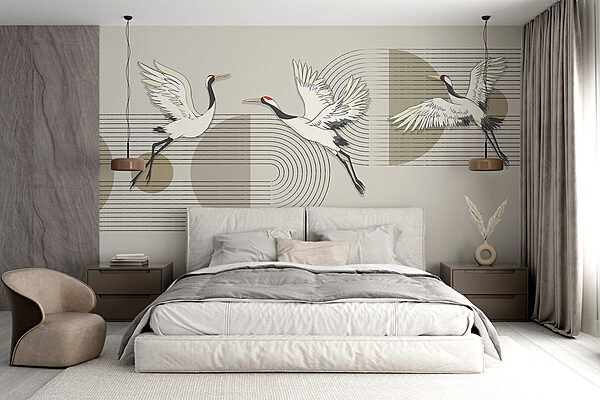 Group of birds flying over music notes Group of birds flying over music notes