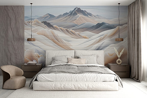 Landscape of mountains and snow Wall murals Landscape of mountains and snow