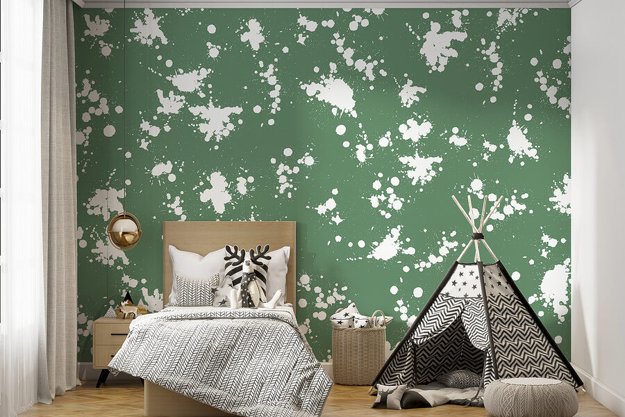 Wall murals Green and white paint splatter - Image 2