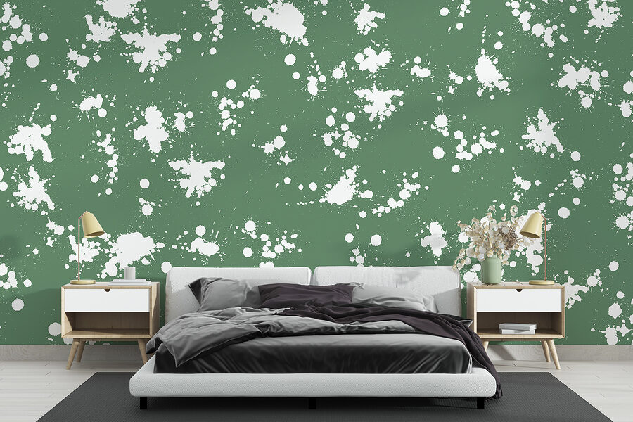 Wall murals Green and white paint splatter - Image 3