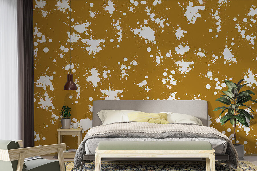 Wall murals White and brown paint splatter