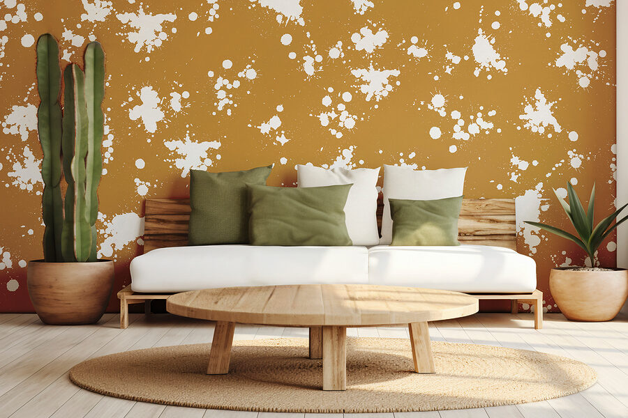 Wall murals White and brown paint splatter - Image 2