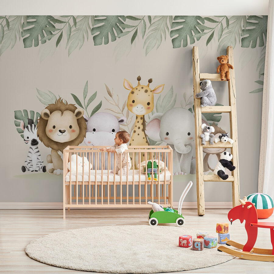 Group of animals next to leaves