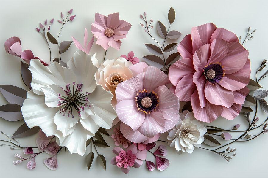 Wall murals Group of paper flowers - Image 5