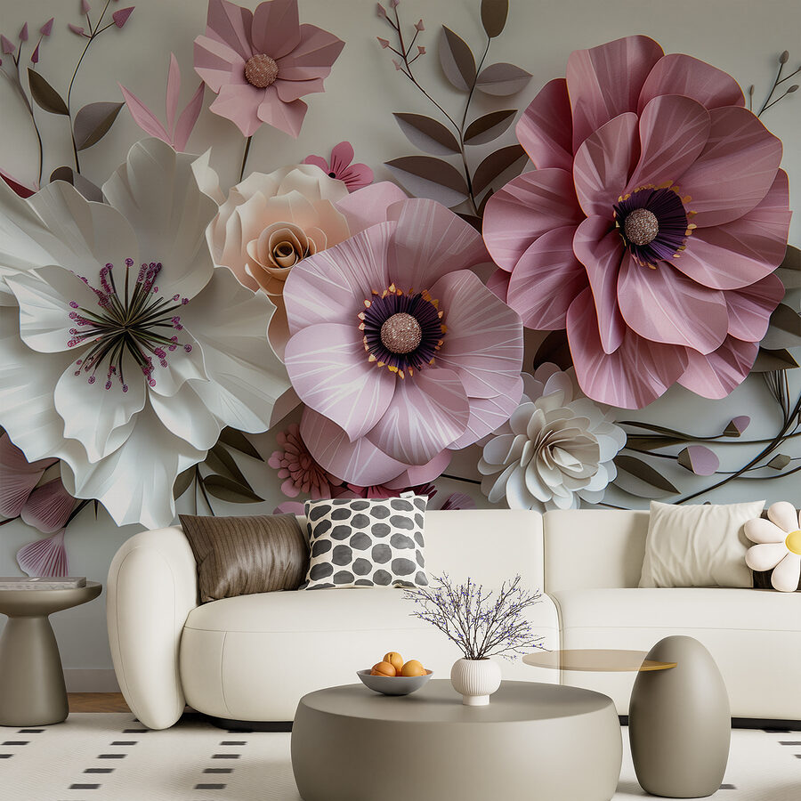 Wall murals Group of paper flowers