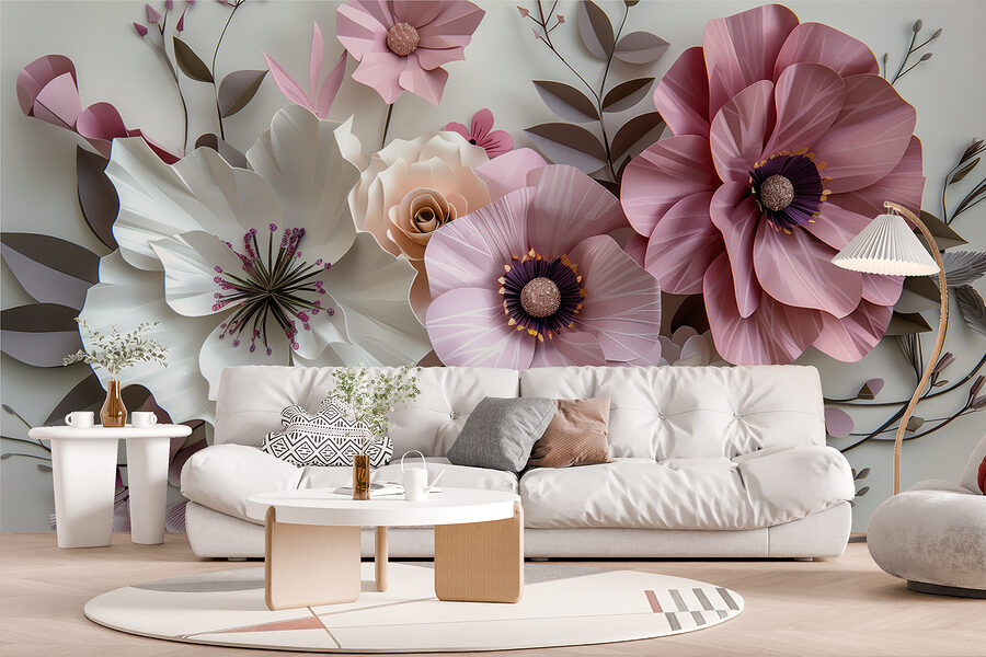 Wall murals Group of paper flowers - Image 2