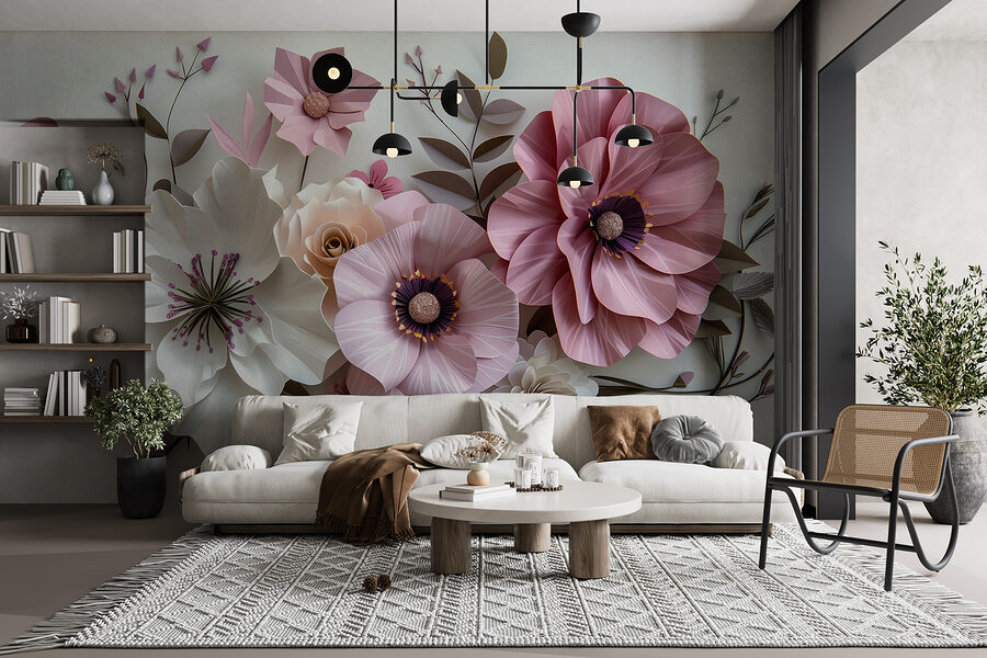 Wall murals Group of paper flowers - Image 3