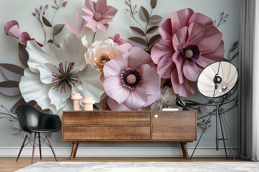 Wall murals Group of paper flowers - Image 4