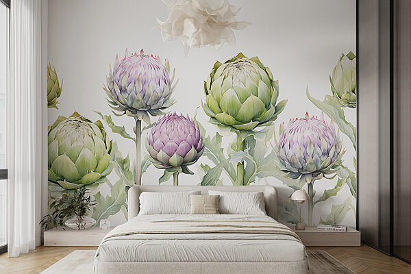 Group of artichokes with leaves Group of artichokes with leaves