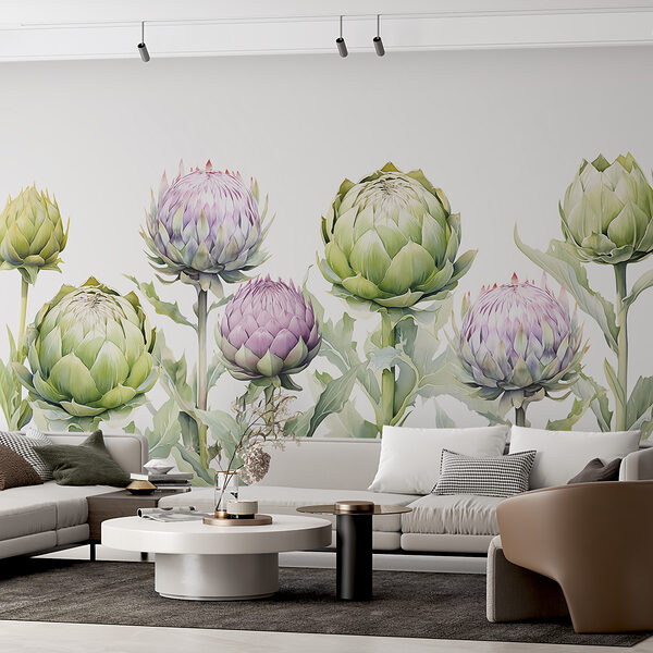 Group of artichokes with leaves Group of artichokes with leaves