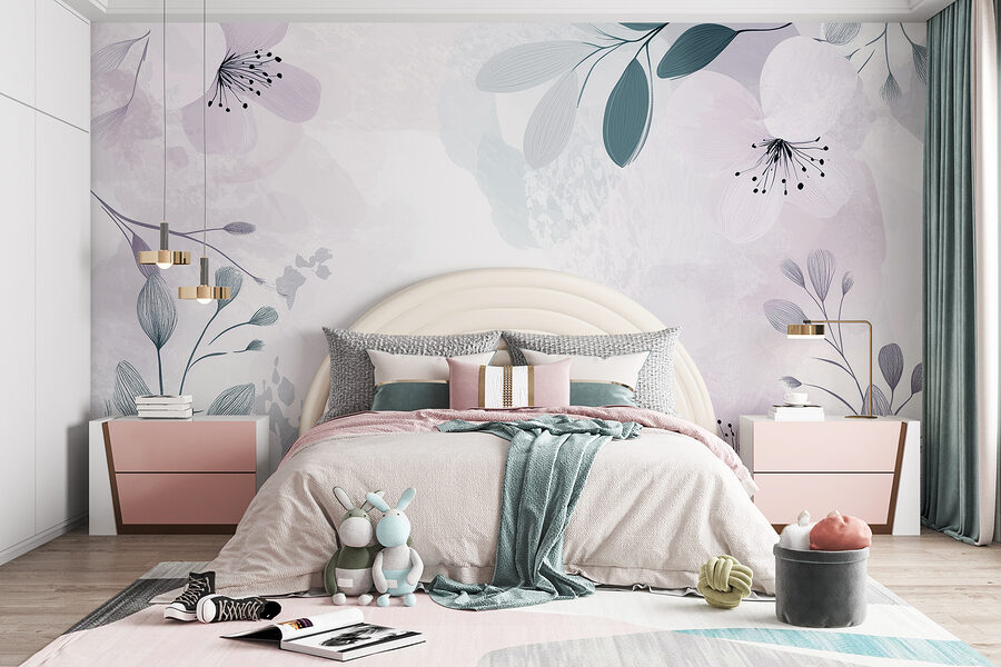 Wall murals White and purple floral design - Image 2
