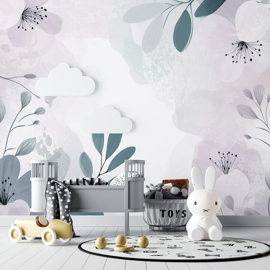 Wall murals White and purple floral design - Image 3