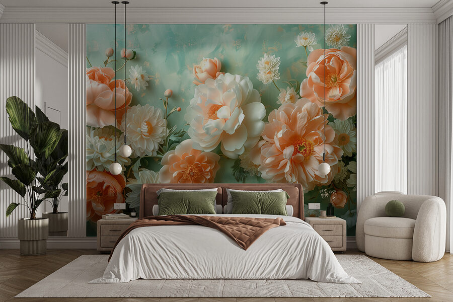 Wall murals Group of flowers on a blue background - Image 2