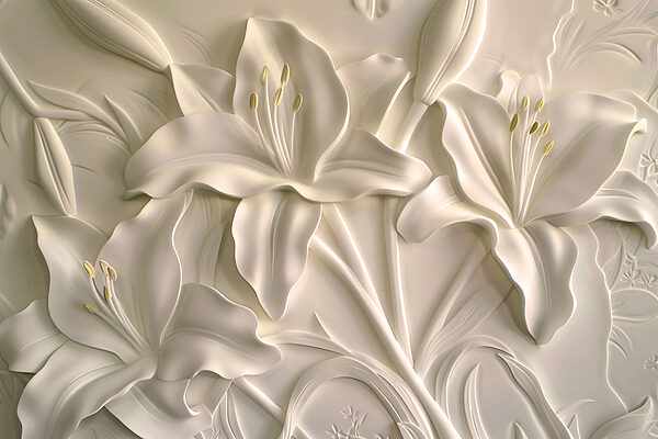 White flower carving on a wall White flower carving on a wall
