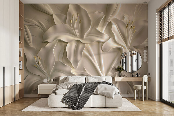 White flower carving on a wall White flower carving on a wall