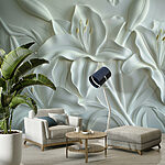 Wall murals White flower carving on a wall