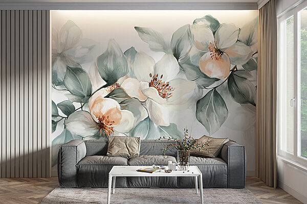 Painting of flowers and leaves Painting of flowers and leaves