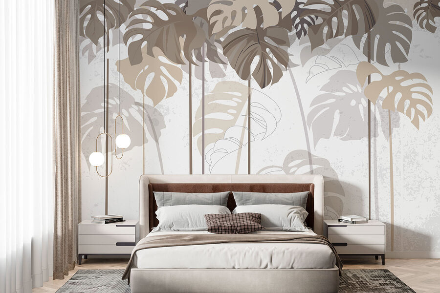 Wall murals Group of leaves on a white background