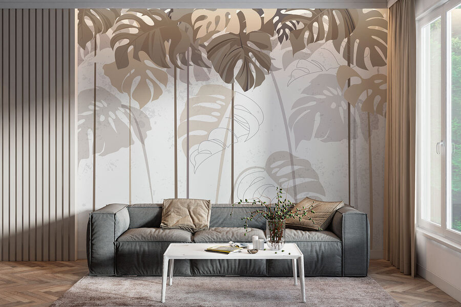 Wall murals Group of leaves on a white background - Image 2