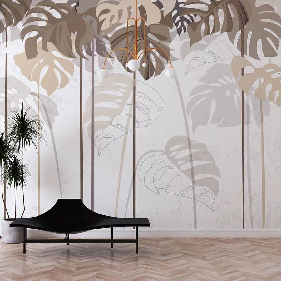 Wall murals Group of leaves on a white background - Image 3