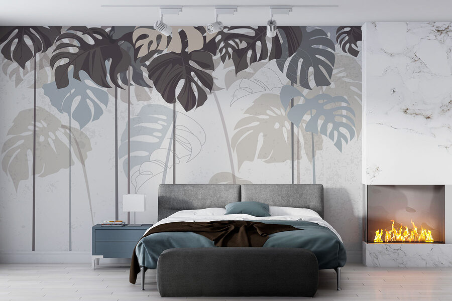 Wall murals Group of leaves on a white background