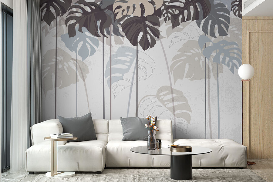 Wall murals Group of leaves on a white background - Image 2