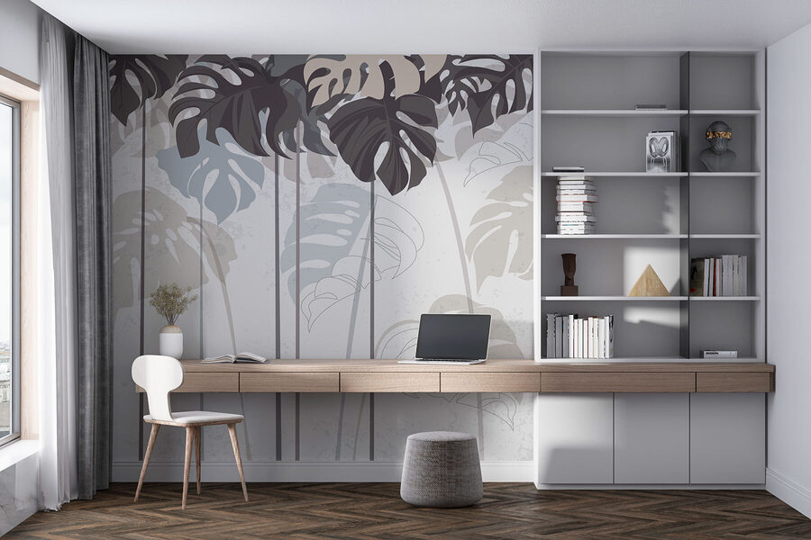 Wall murals Group of leaves on a white background - Image 3