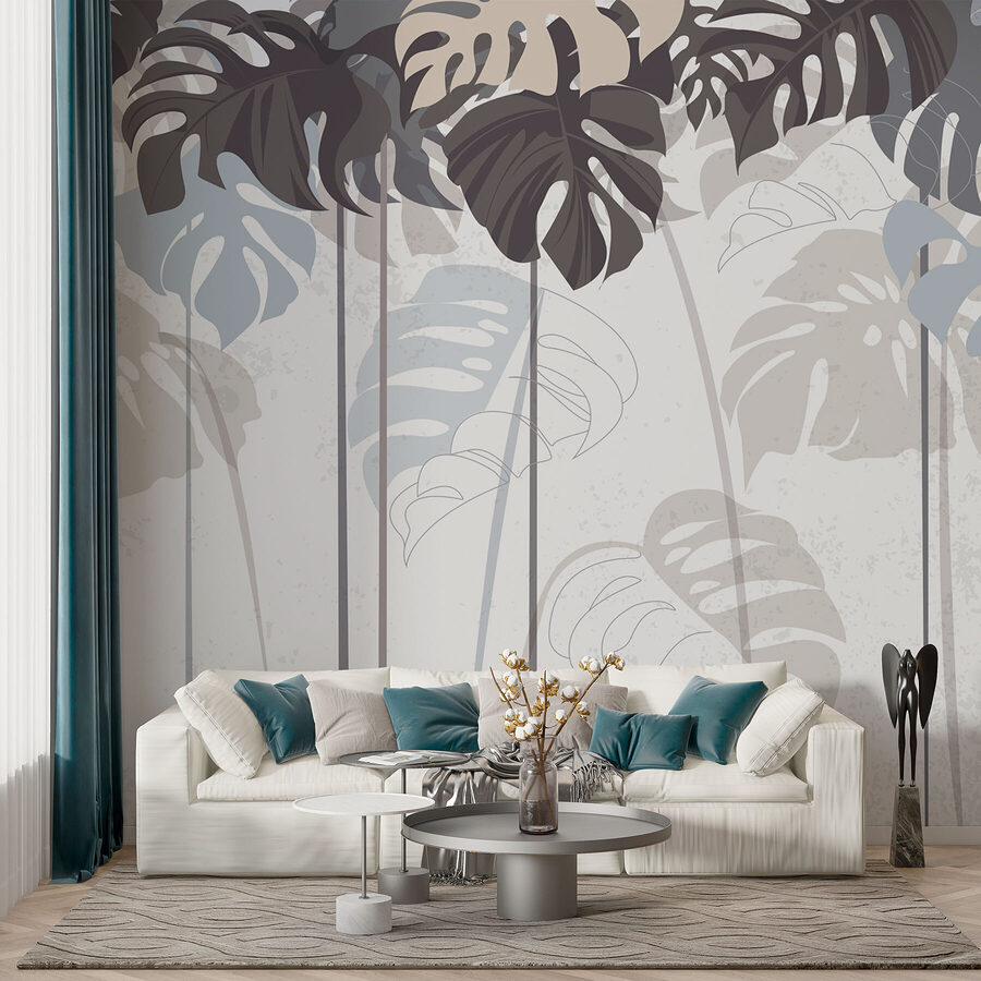 Wall murals Group of leaves on a white background - Image 4