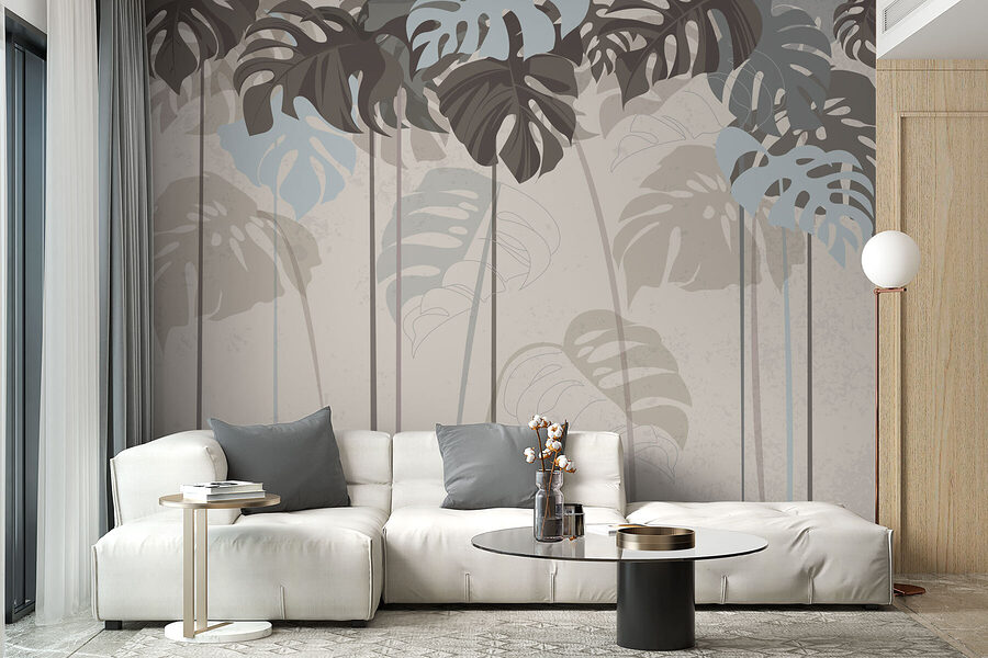 Wall murals Group of leaves on a wall