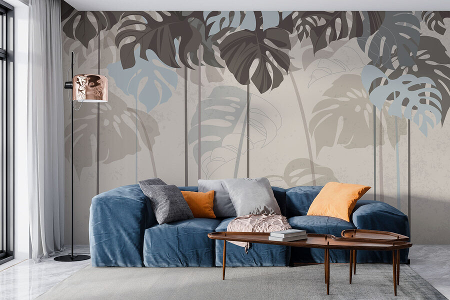 Wall murals Group of leaves on a wall - Image 3