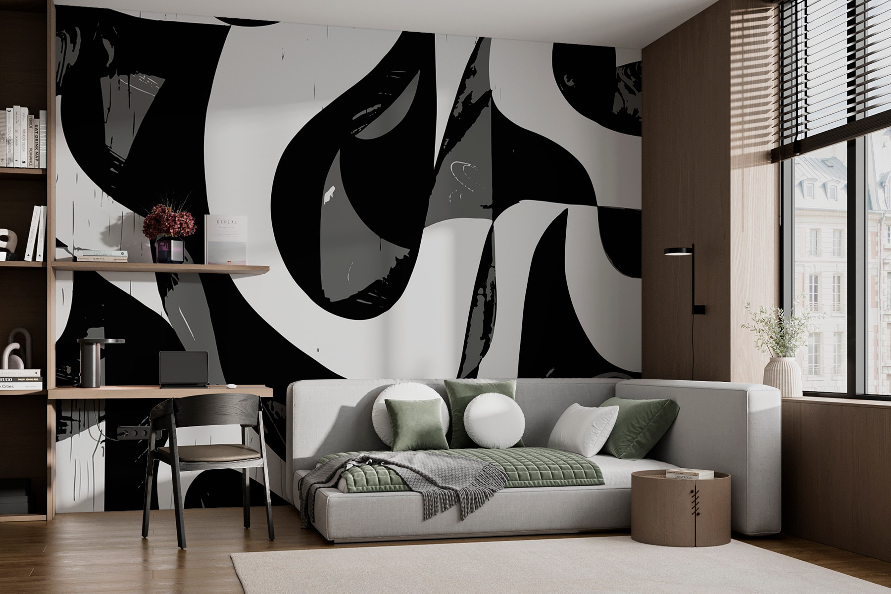 Black and white image of a swirly pattern Black and white image of a swirly pattern