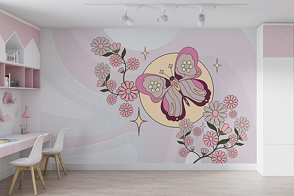 Butterfly and flowers on a white background Butterfly and flowers on a white background