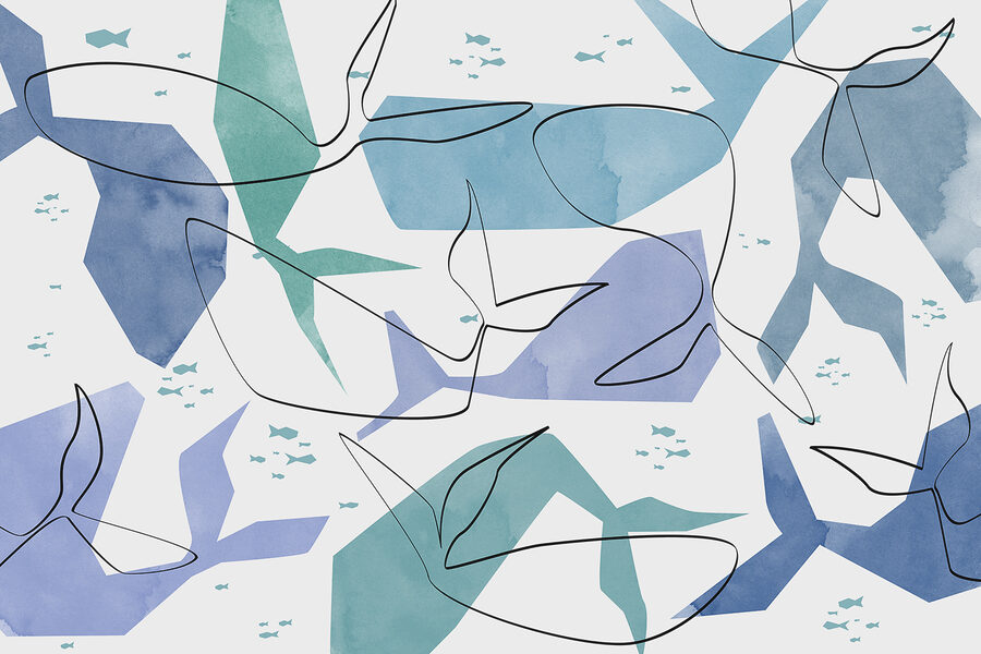 Wall murals Pattern of fish and watercolor - Image 3