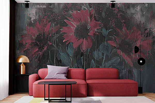 Painting of flowers on a wall Painting of flowers on a wall